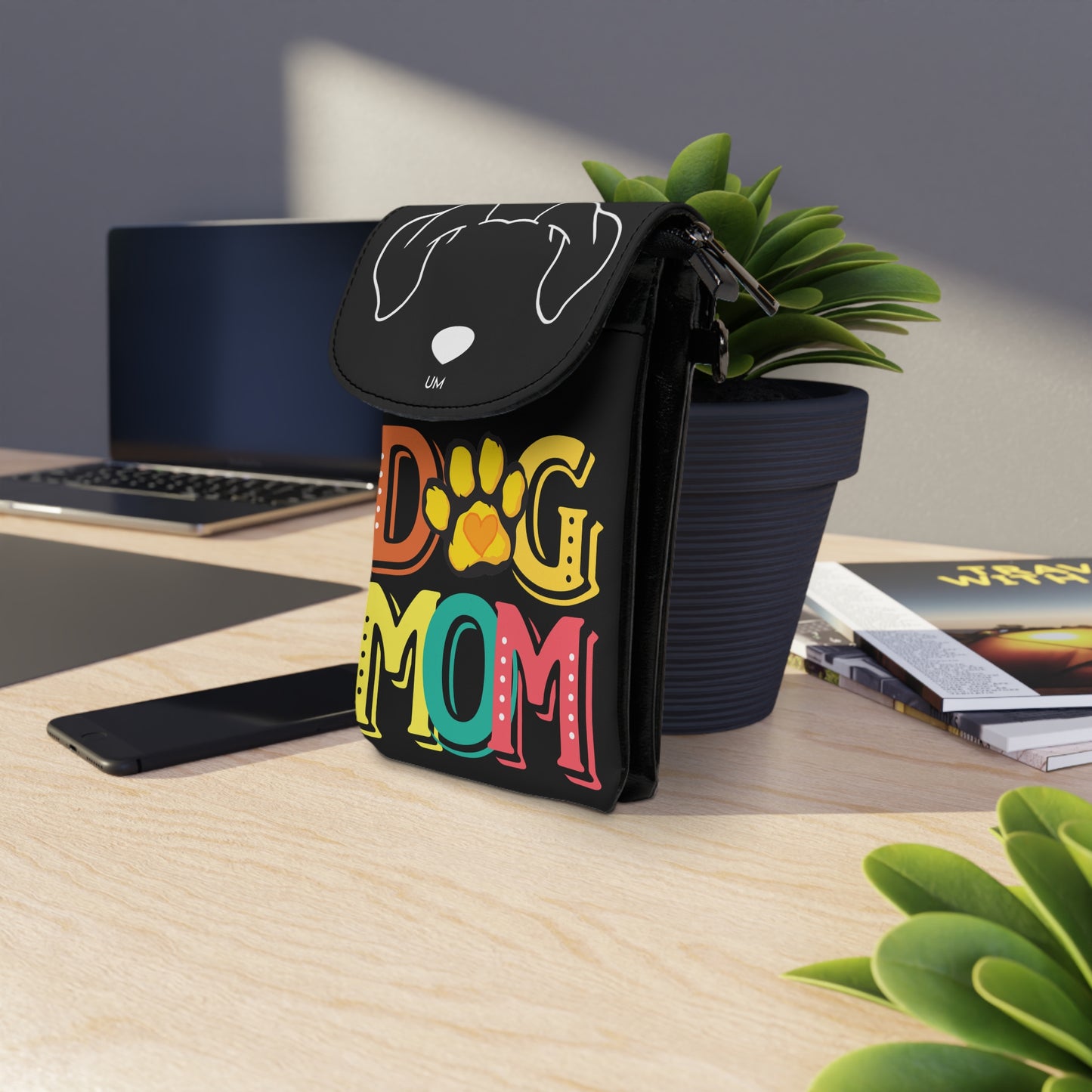 Monedero pequeño para teléfono móvil con diseño de mamá perrita