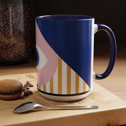 Taza de café con diseño de mal de ojo (11 oz y 15 oz)