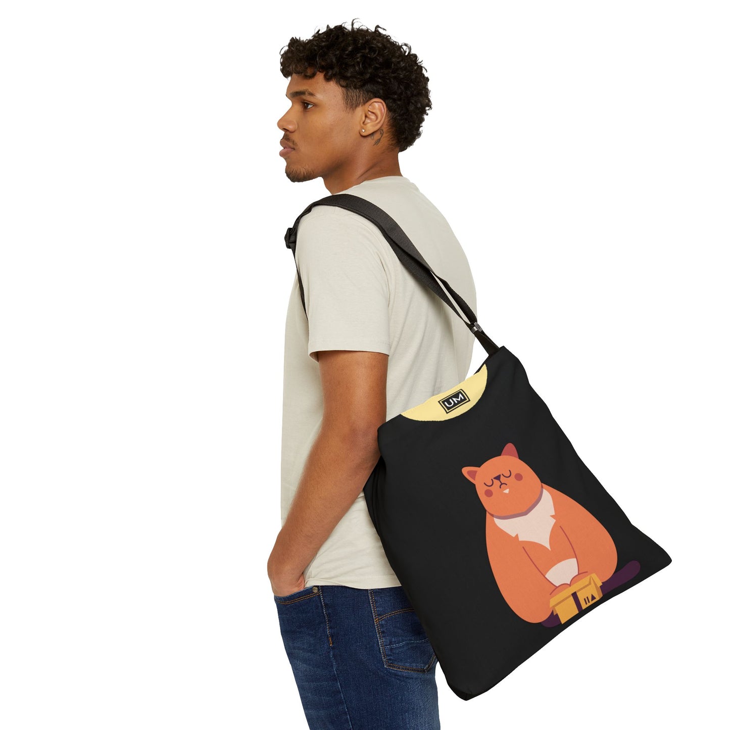 Bolsa de mano ajustable con diseño abstracto de gatito