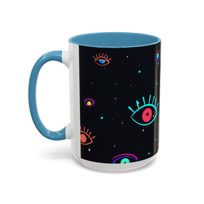 Taza de café con diseño de mal de ojo (11 oz y 15 oz)