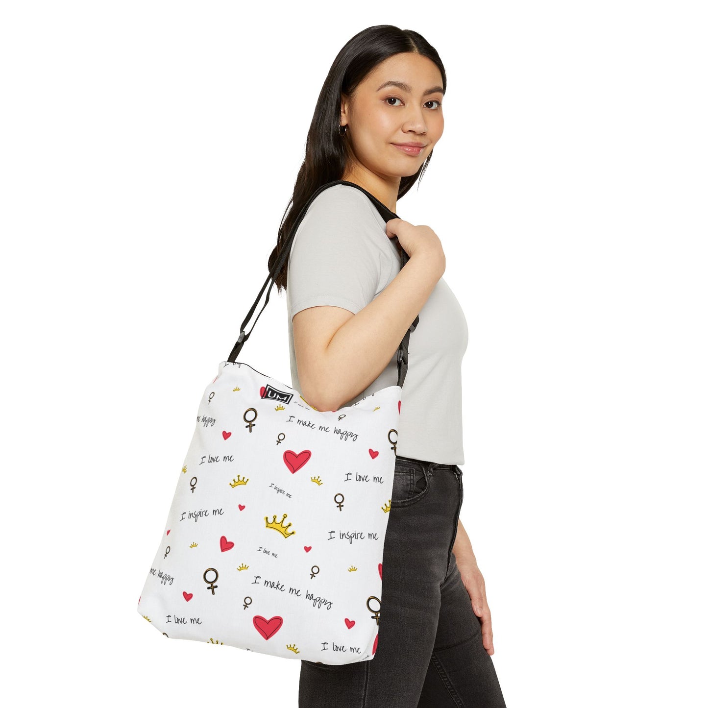 Bolsa de mano ajustable con corazones