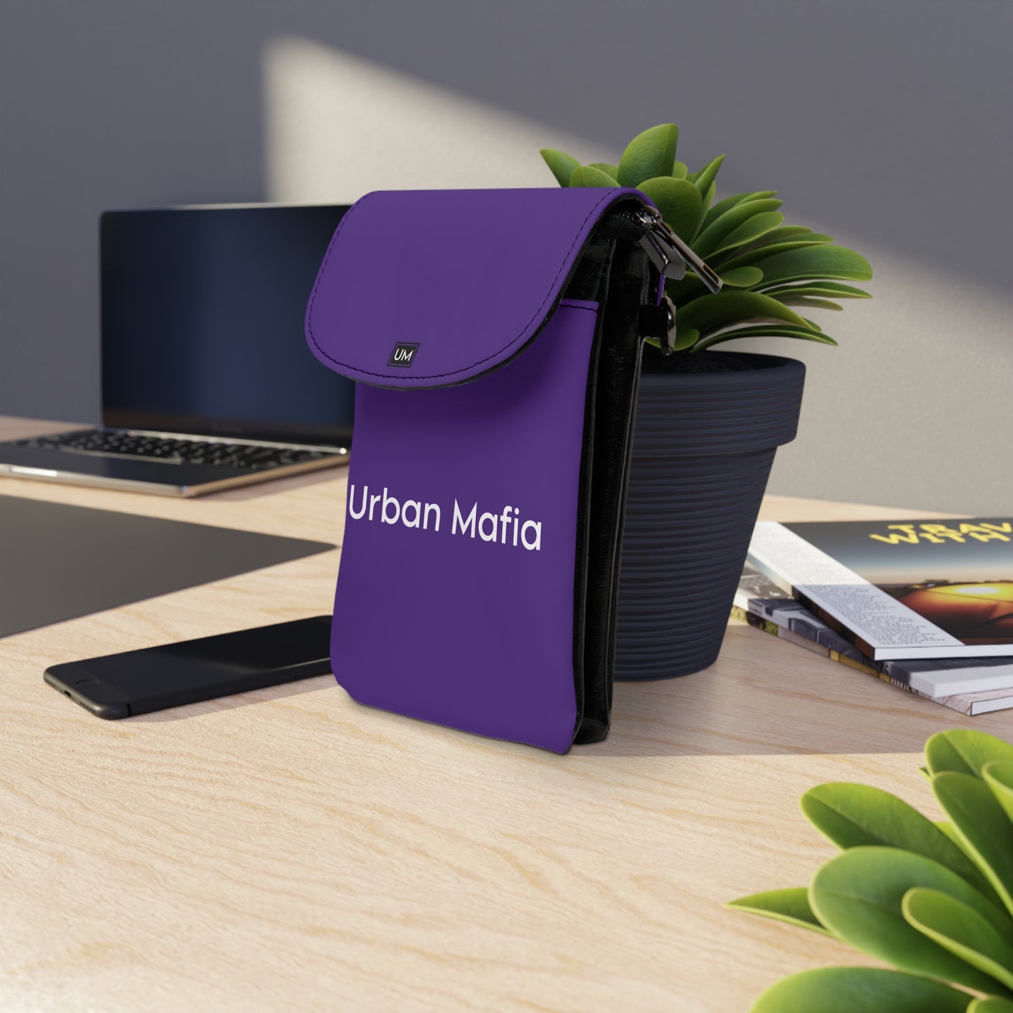 Monedero pequeño para teléfono móvil de color morado de UM