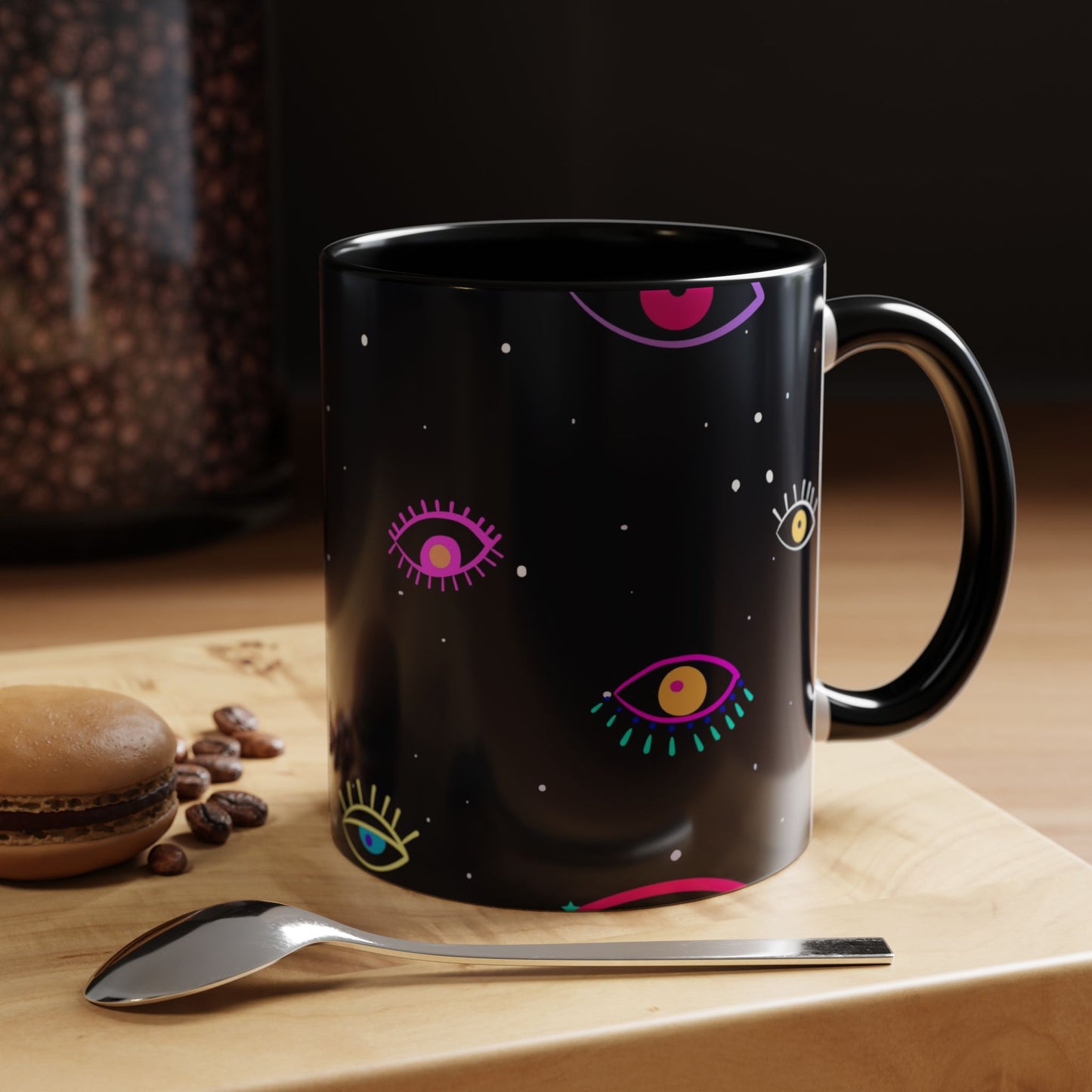 Taza de café con diseño de mal de ojo (11 oz y 15 oz)