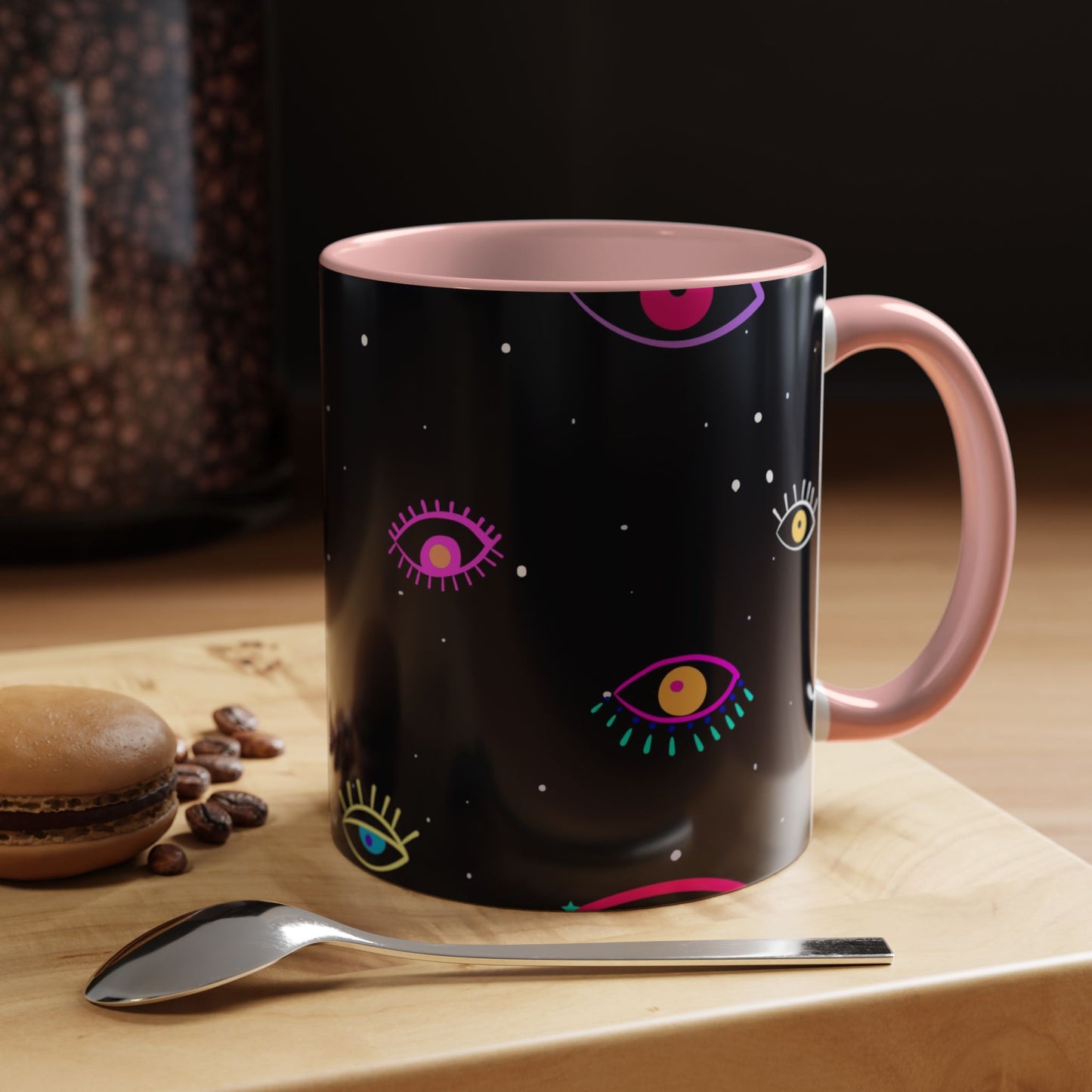 Taza de café con diseño de mal de ojo (11 oz y 15 oz)