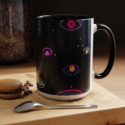 Taza de café con diseño de mal de ojo (11 oz y 15 oz)