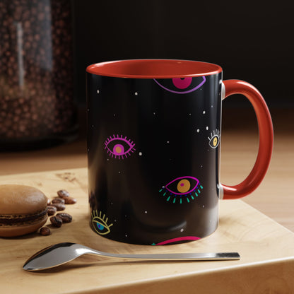 Taza de café con diseño de mal de ojo (11 oz y 15 oz)