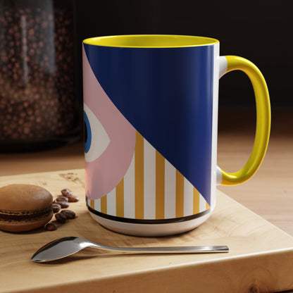 Taza de café con diseño de mal de ojo (11 oz y 15 oz)