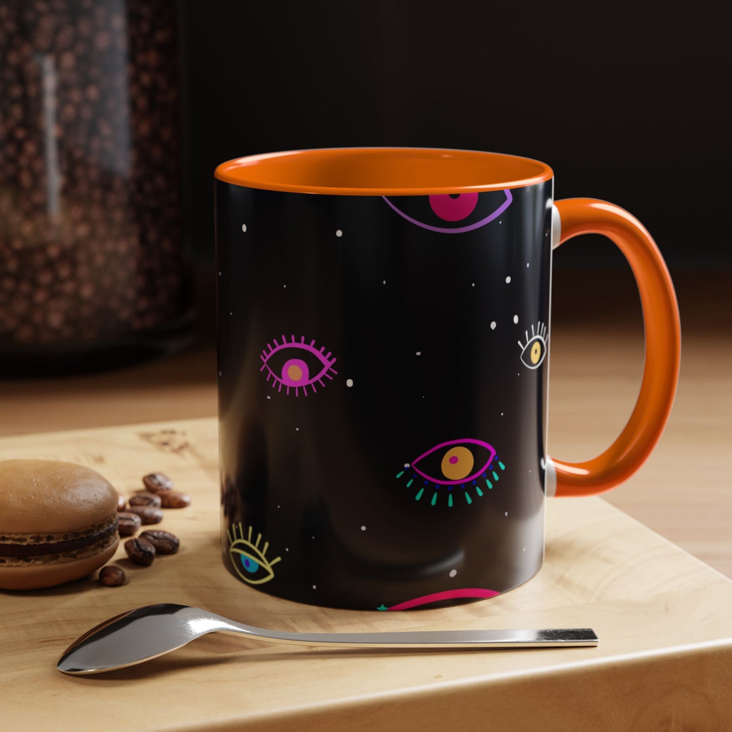 Taza de café con diseño de mal de ojo (11 oz y 15 oz)