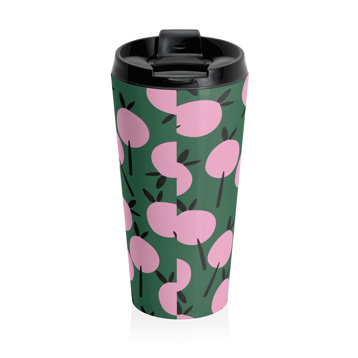 Taza de viaje de acero inoxidable con diseño floral llamativo