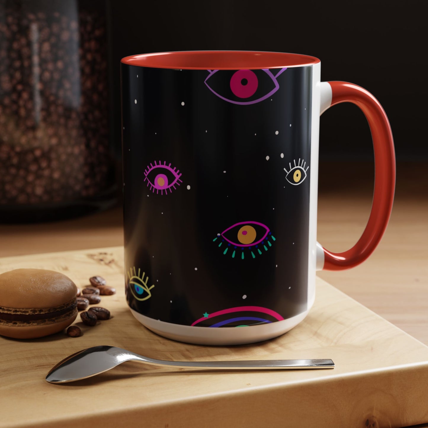 Taza de café con diseño de mal de ojo (11 oz y 15 oz)