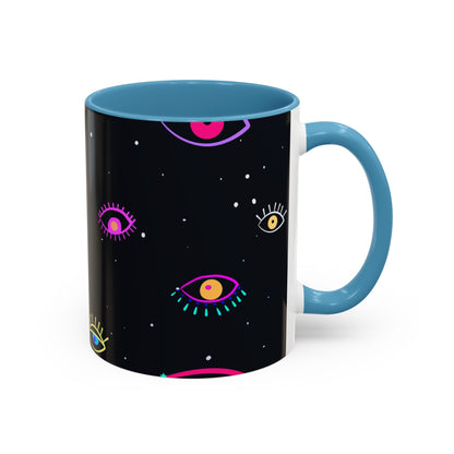 Taza de café con diseño de mal de ojo (11 oz y 15 oz)