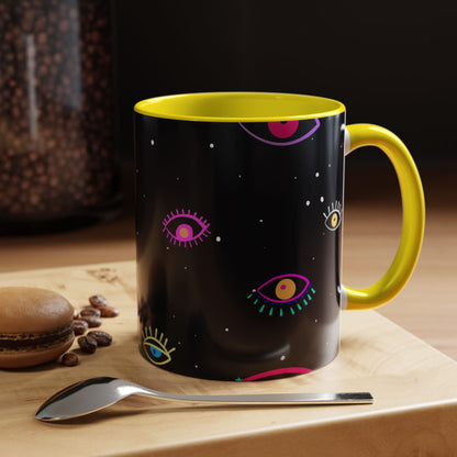 Taza de café con diseño de mal de ojo (11 oz y 15 oz)