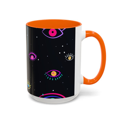 Taza de café con diseño de mal de ojo (11 oz y 15 oz)