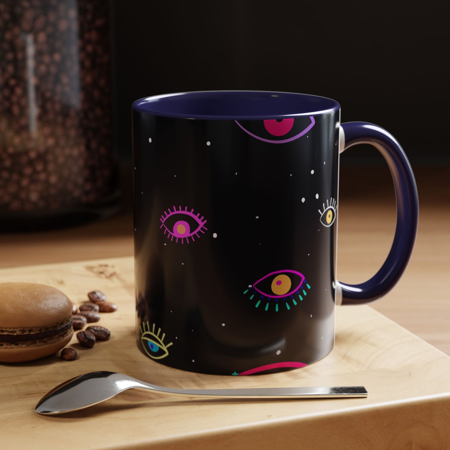 Taza de café con diseño de mal de ojo (11 oz y 15 oz)