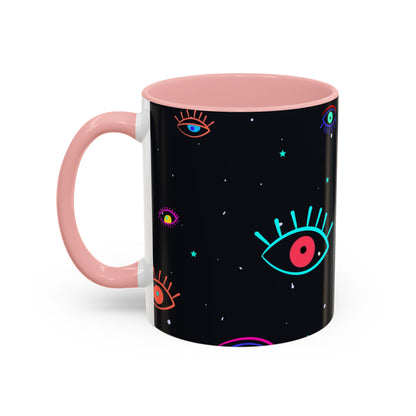 Taza de café con diseño de mal de ojo (11 oz y 15 oz)