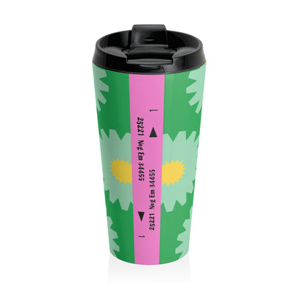 Taza de viaje de acero inoxidable con motivos florales llamativos