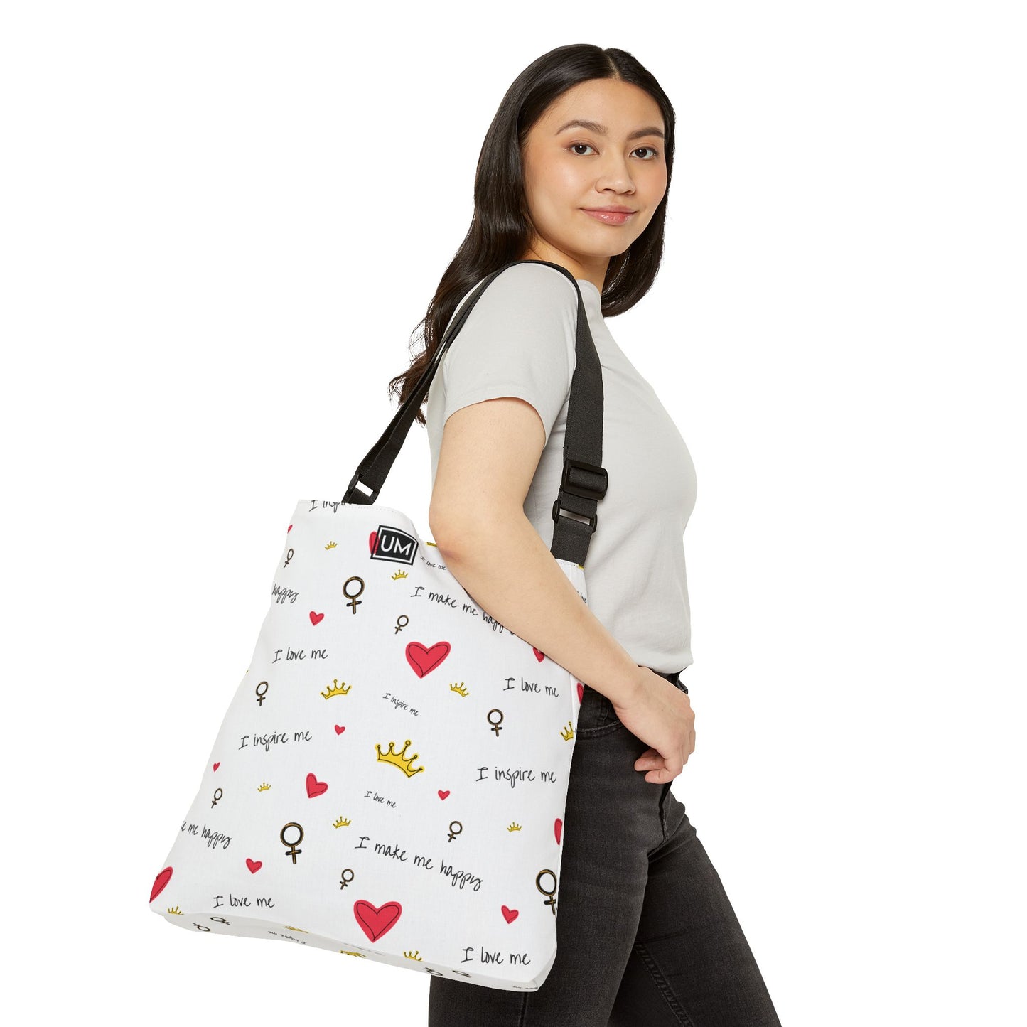 Bolsa de mano ajustable con corazones