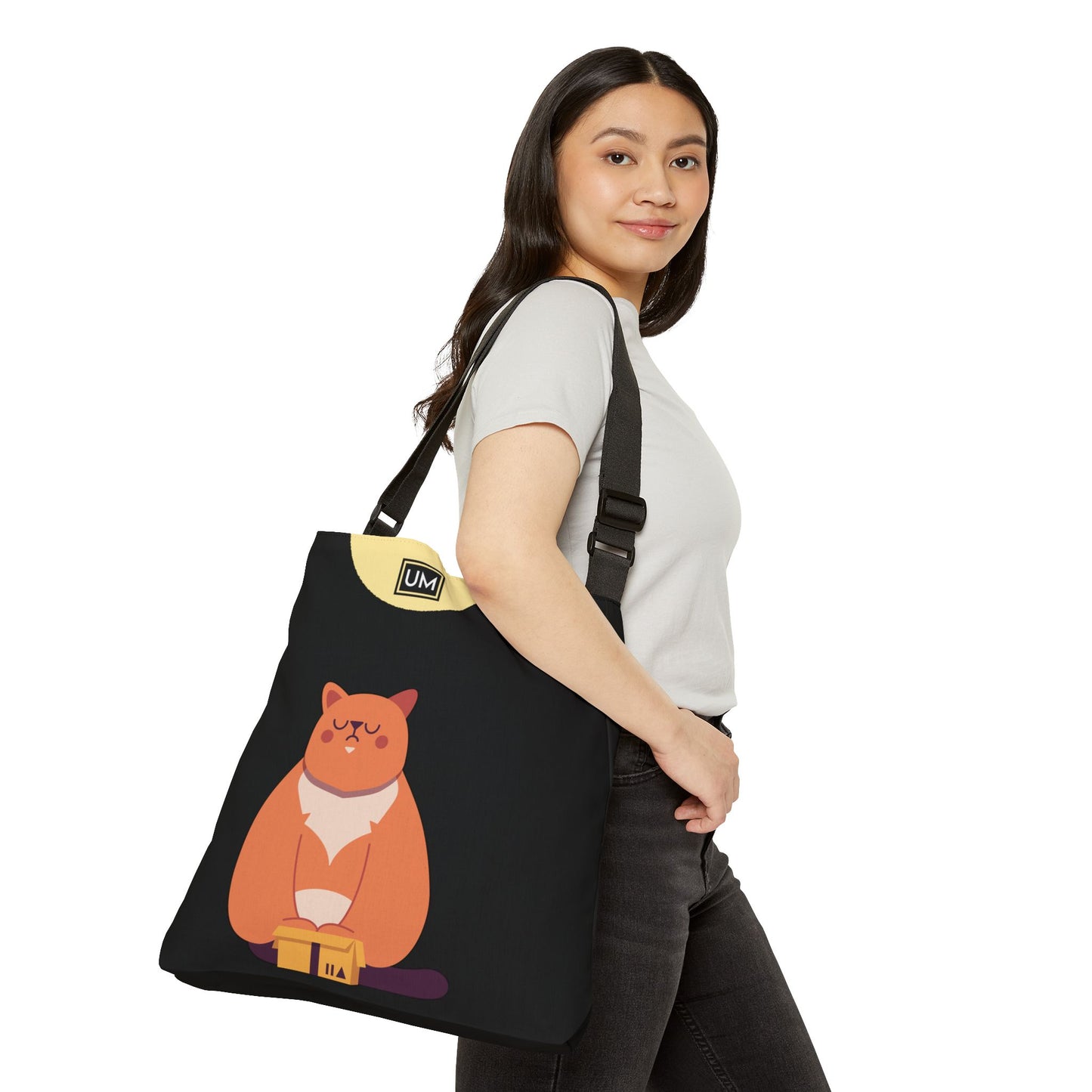 Bolsa de mano ajustable con diseño abstracto de gatito